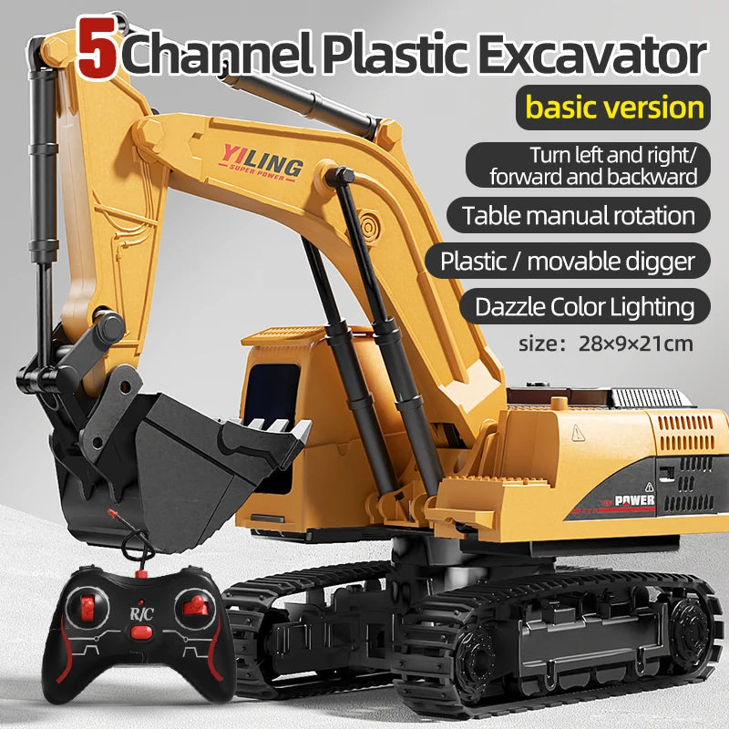 RC Excavator Toy with Lights