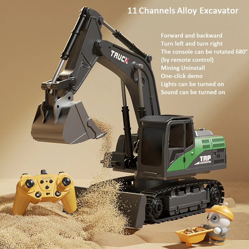 RC Excavator Toy with Lights