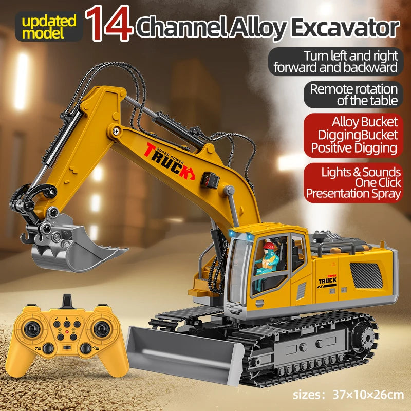 RC Excavator Toy with Lights