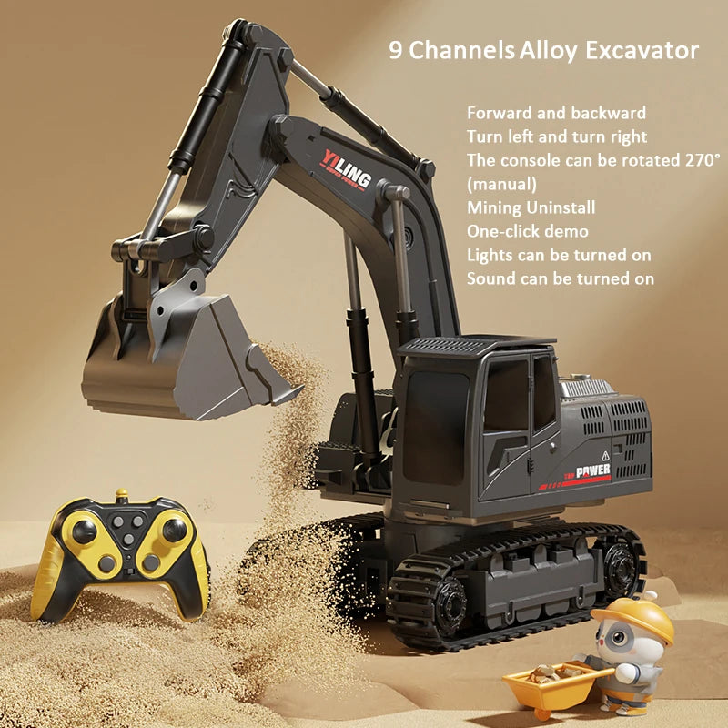 RC Excavator Toy with Lights