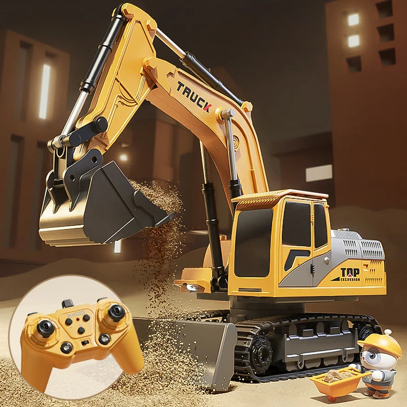 RC Excavator Toy with Lights