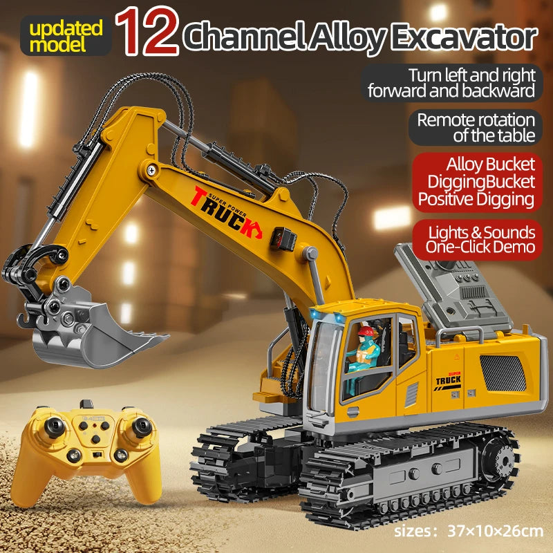 RC Excavator Toy with Lights