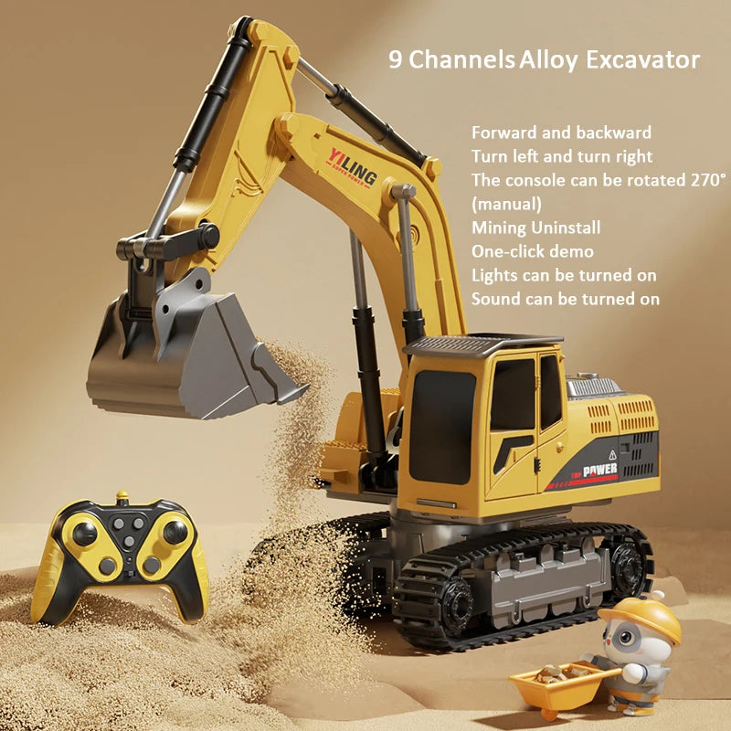 RC Excavator Toy with Lights