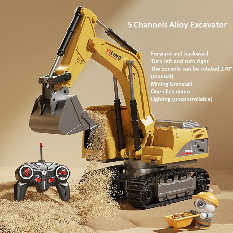RC Excavator Toy with Lights
