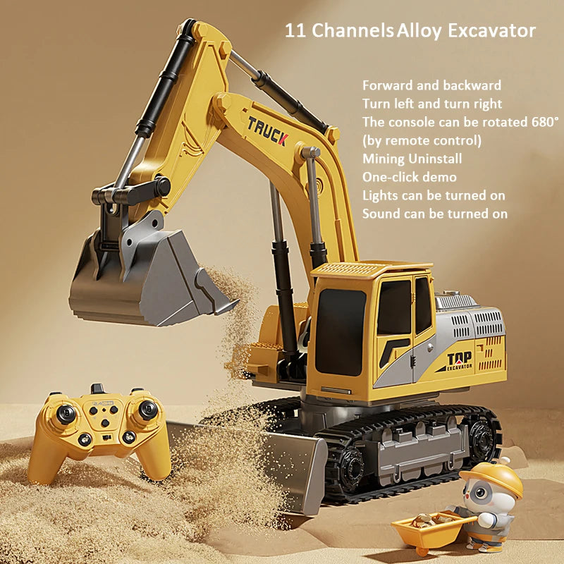 RC Excavator Toy with Lights