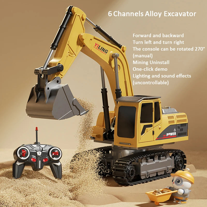 RC Excavator Toy with Lights